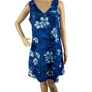 Peppermint Bay Tropical Floral Sundress Blue Resort Size M